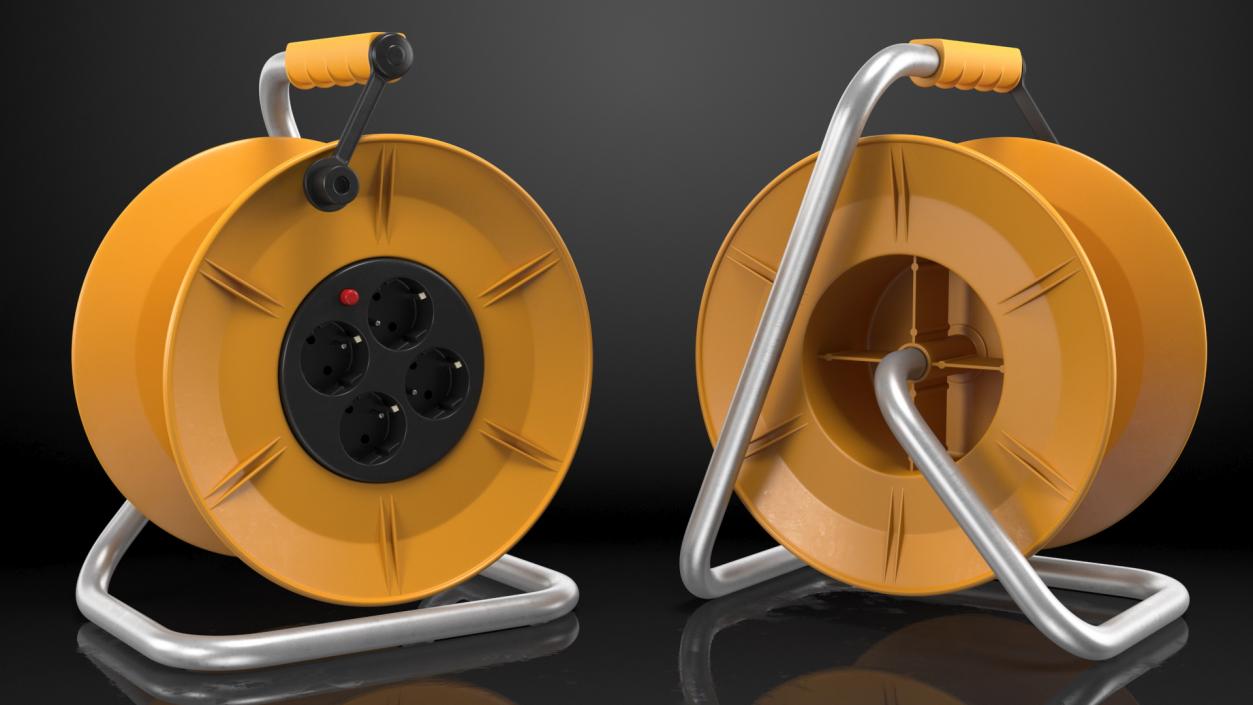 Empty Electric Cable Reel with CEE 7 Outlets 3D model