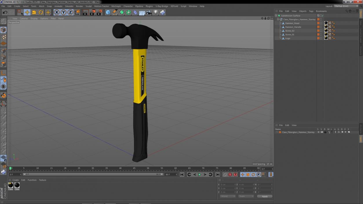 3D model Claw Fiberglass Hammer Stanley