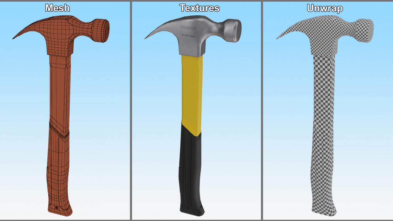 3D model Claw Fiberglass Hammer Stanley