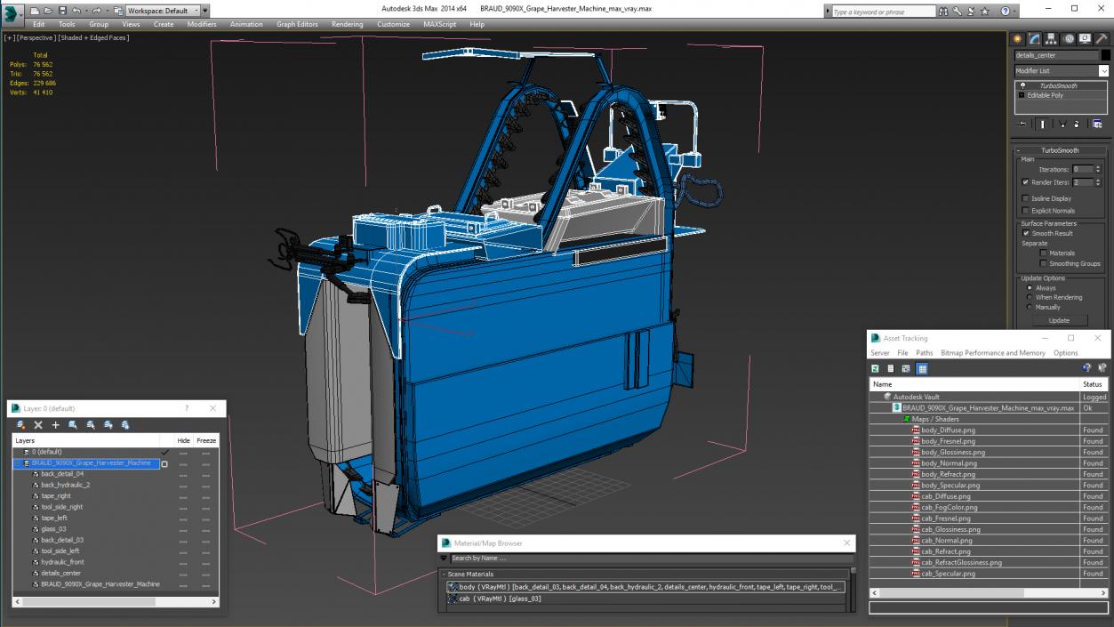 3D model BRAUD 9090X Grape Harvester Machine