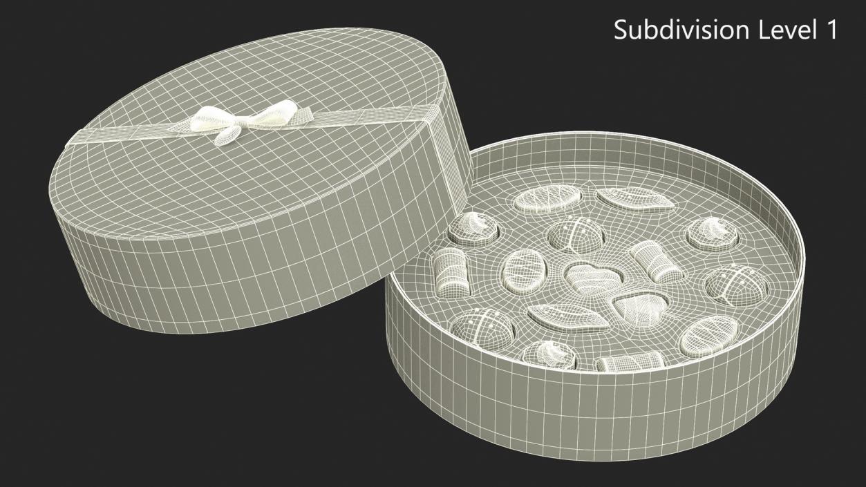 3D Round Chocolate Box Open Red model