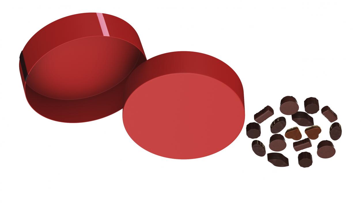 3D Round Chocolate Box Open Red model