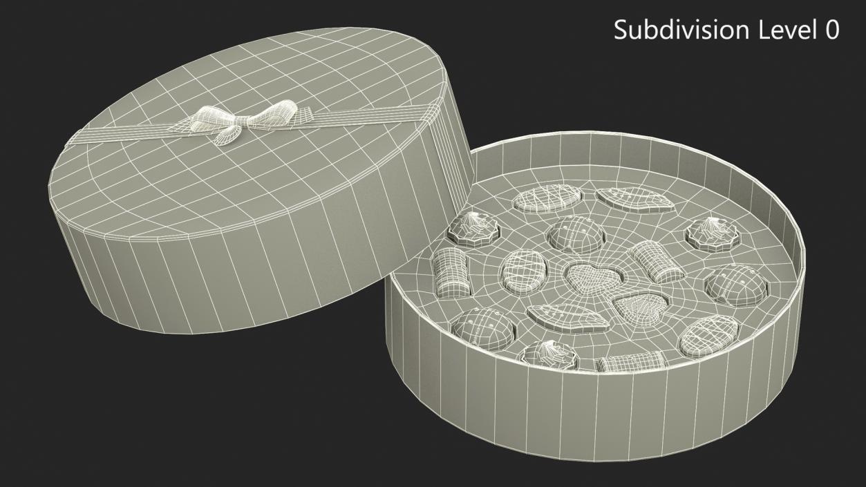 3D Round Chocolate Box Open Red model