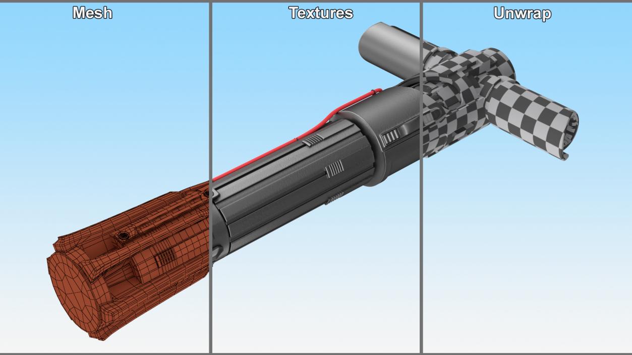 Kylo Rens Crossguard Lightsaber Off 2 3D