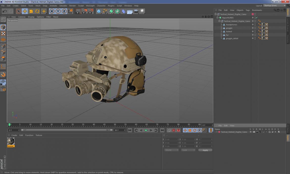 3D Tactical Helmet Digital Camo model