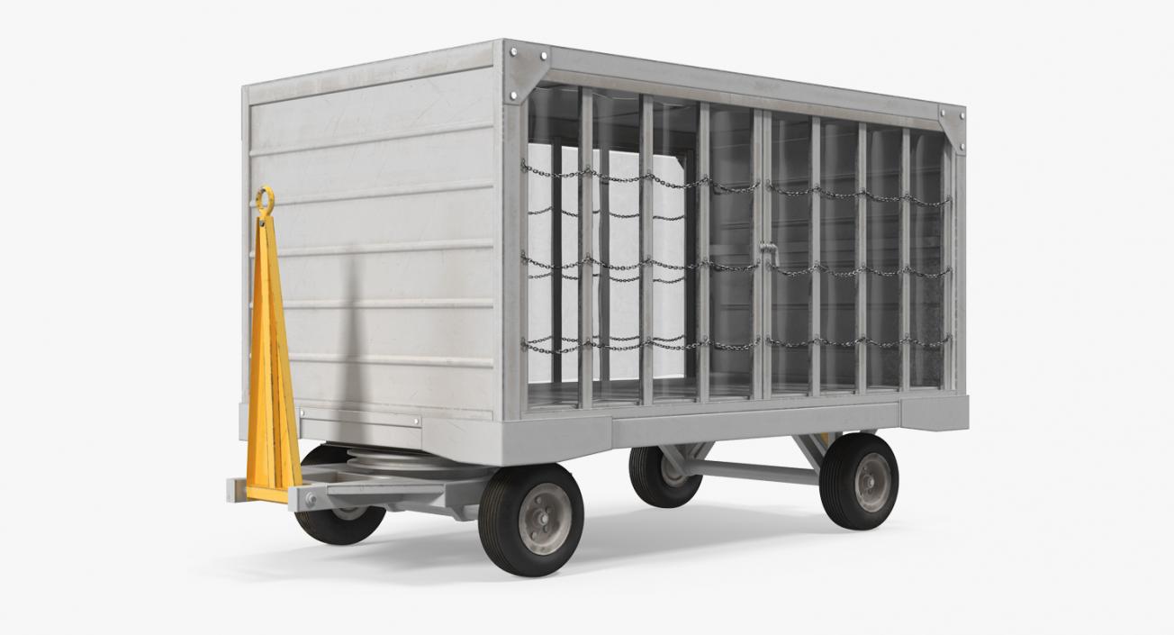 Airport Closed Baggage Trailer Rigged 3D