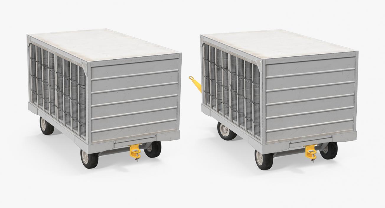 Airport Closed Baggage Trailer Rigged 3D