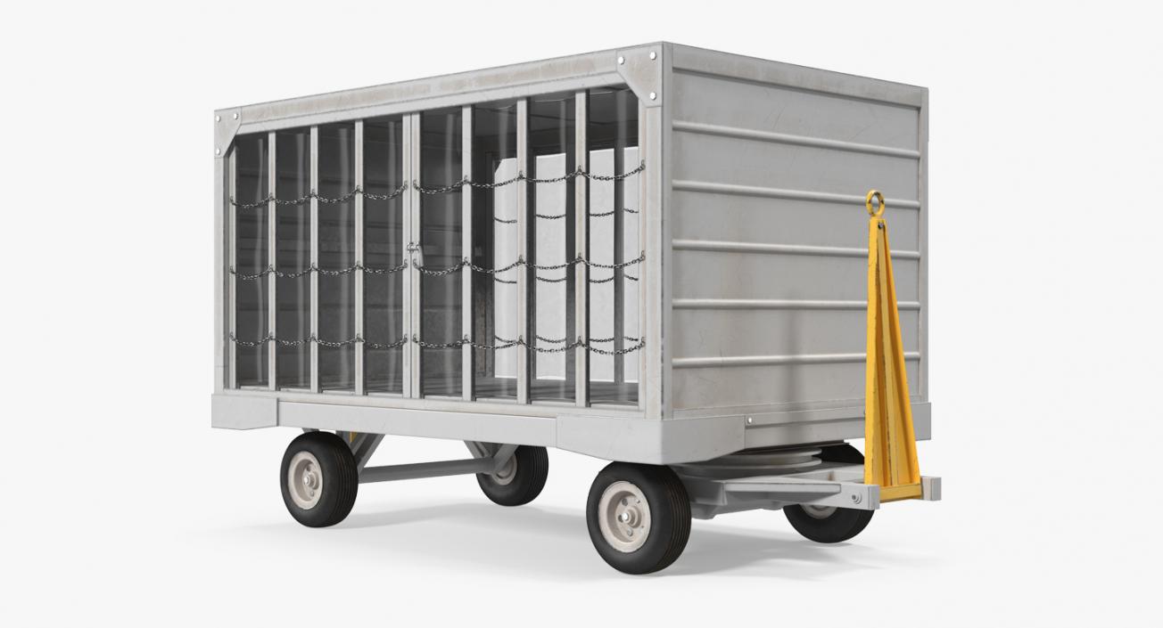 Airport Closed Baggage Trailer Rigged 3D