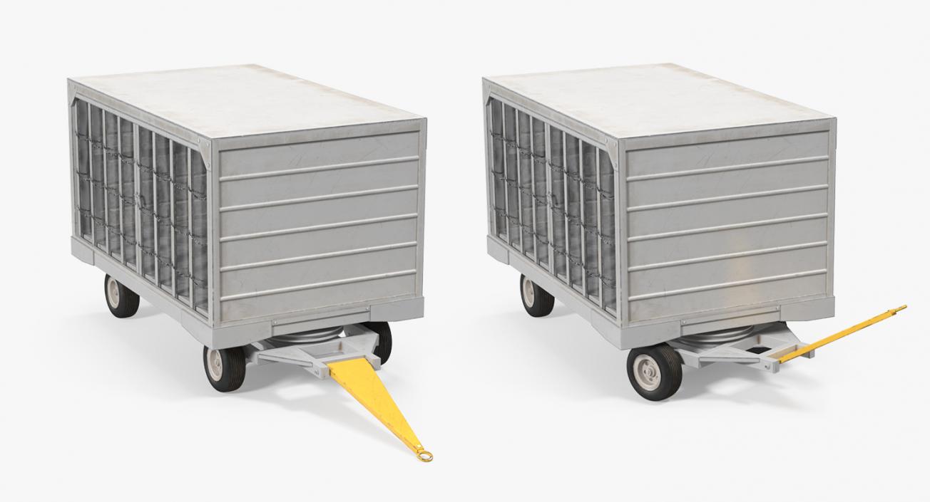 Airport Closed Baggage Trailer Rigged 3D