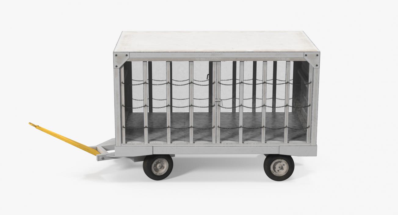 Airport Closed Baggage Trailer Rigged 3D