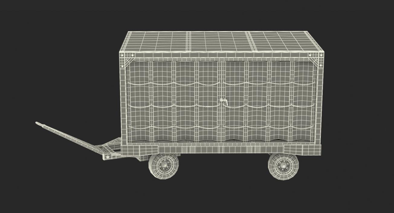 Airport Closed Baggage Trailer Rigged 3D