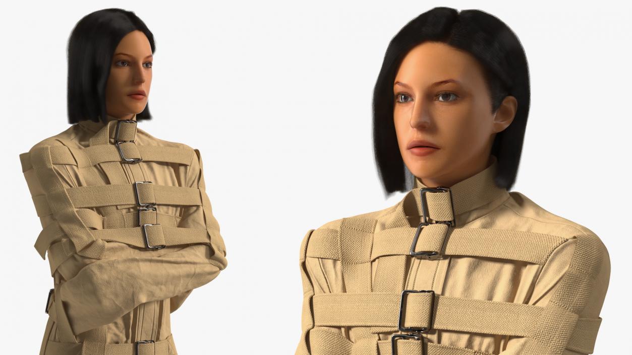 3D Female Figure in Straitjacket with Fur model