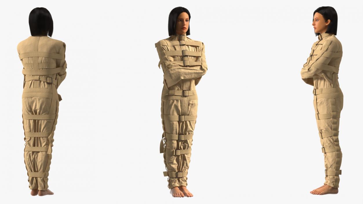 3D Female Figure in Straitjacket with Fur model