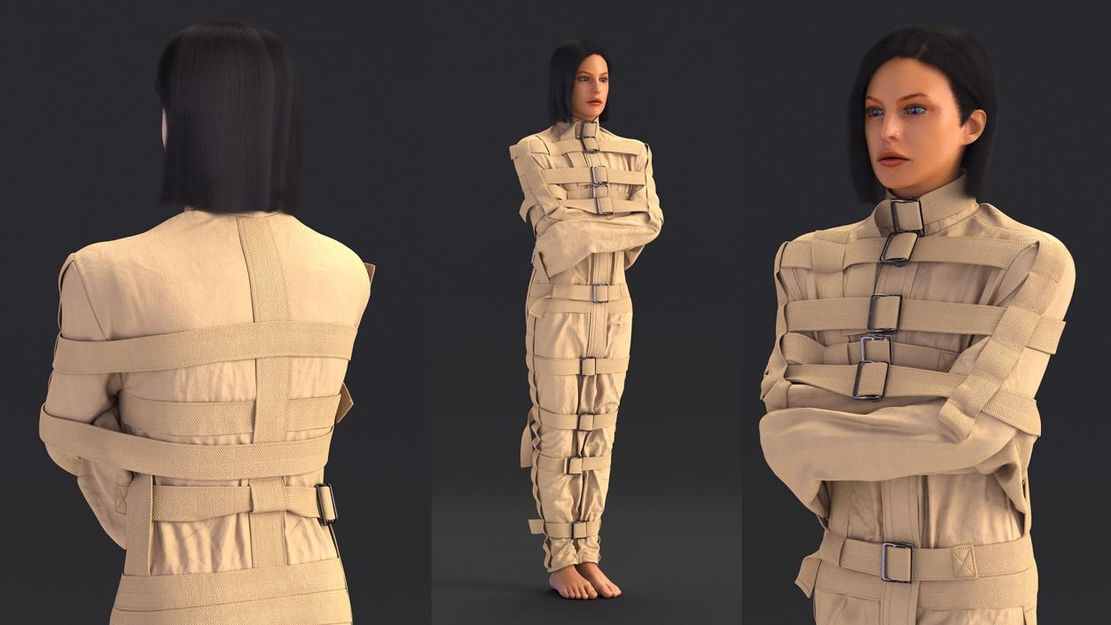 3D Female Figure in Straitjacket with Fur model