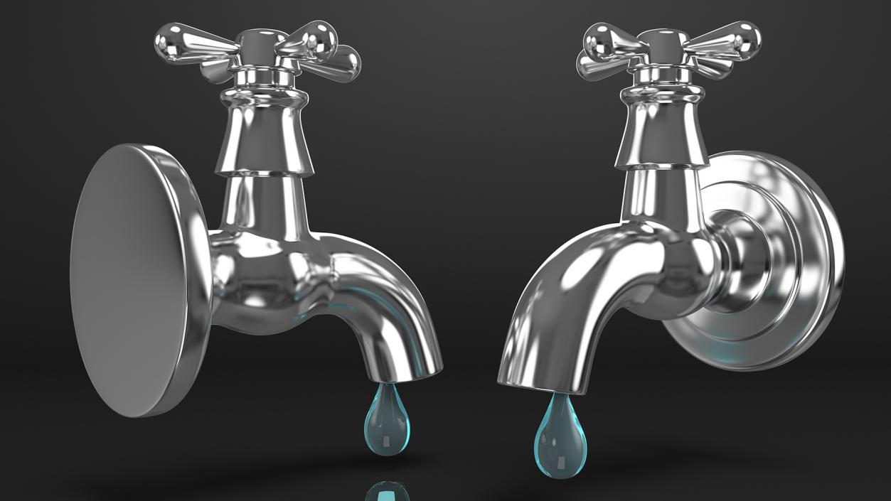 Iron Faucet with Water Drop 3D