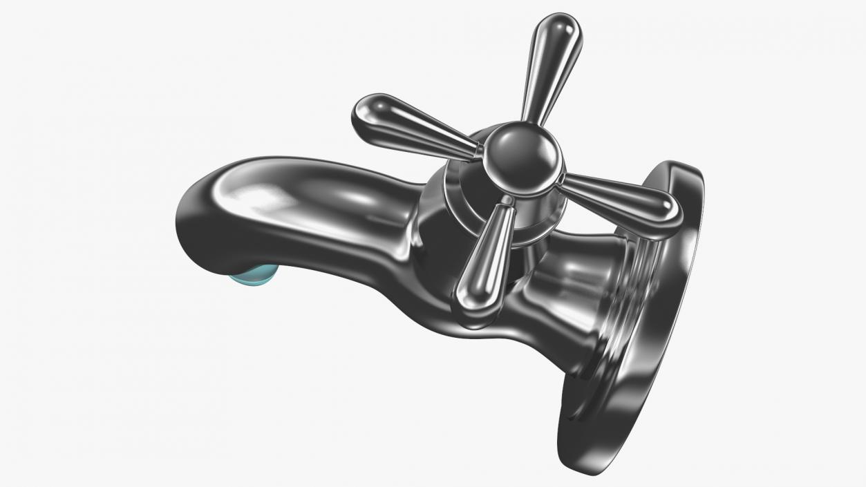 Iron Faucet with Water Drop 3D