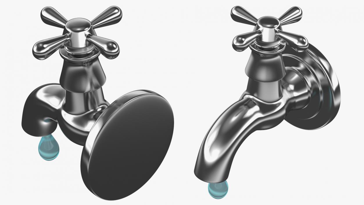 Iron Faucet with Water Drop 3D