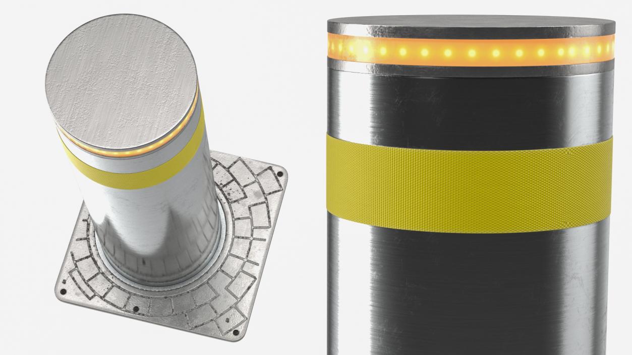 3D Retractable Security Bollard model