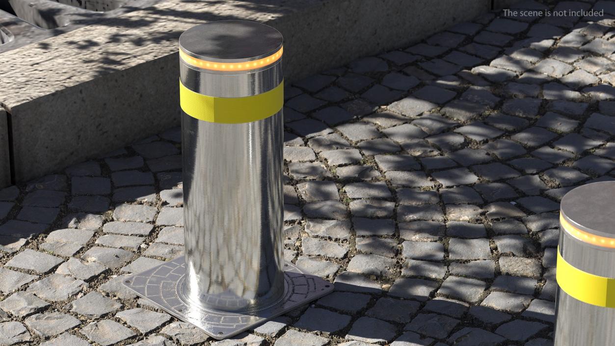 3D Retractable Security Bollard model