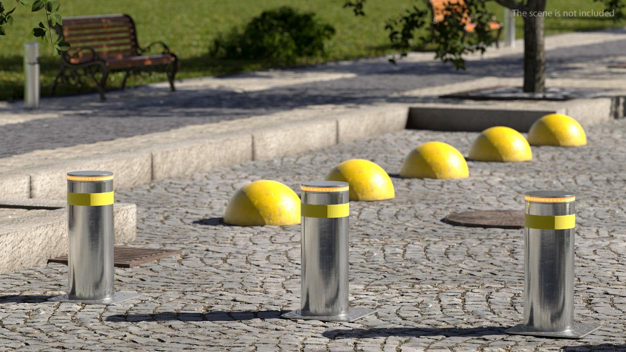 3D Retractable Security Bollard model