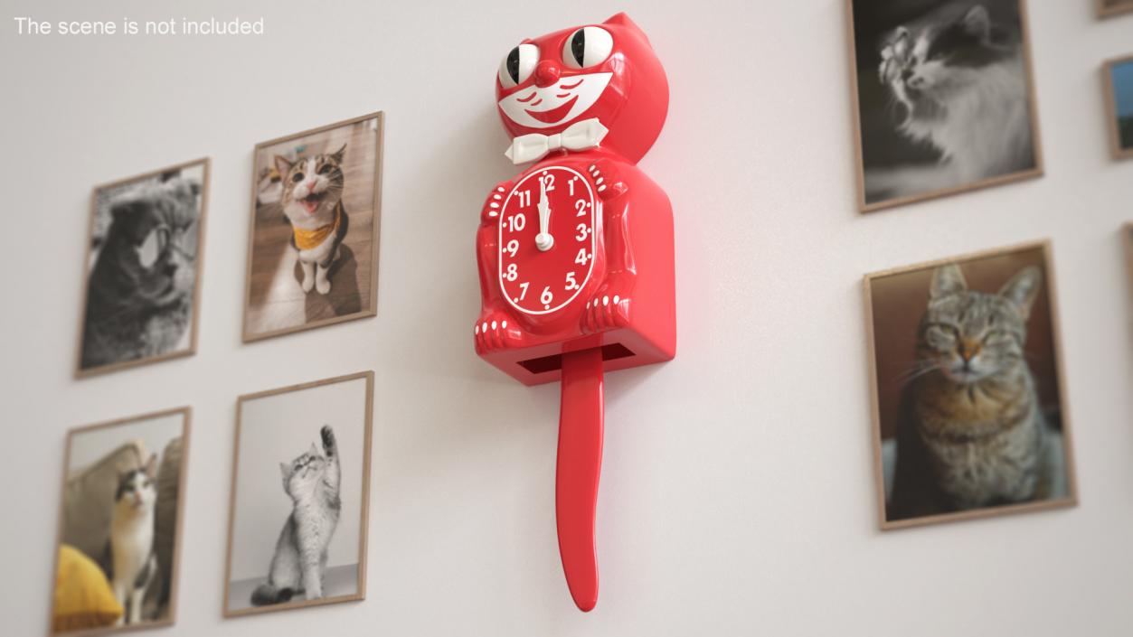 Retro Wall Clock Red Cat 3D model