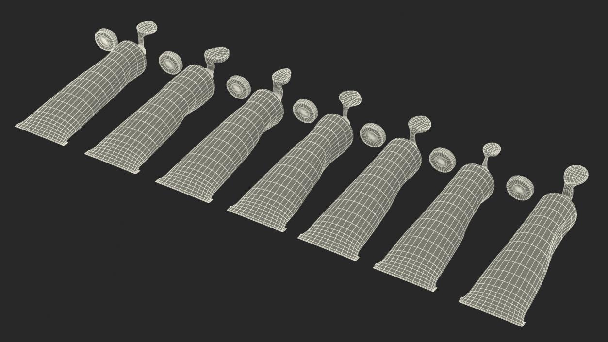 3D Williamsburg Row of Spilled Oil Paint Tubes model