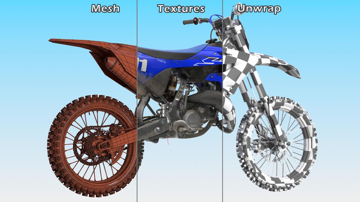 Yamaha YZ125 2022 Dirt Rigged 3D model