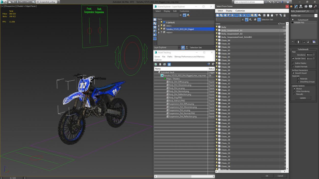 Yamaha YZ125 2022 Dirt Rigged 3D model