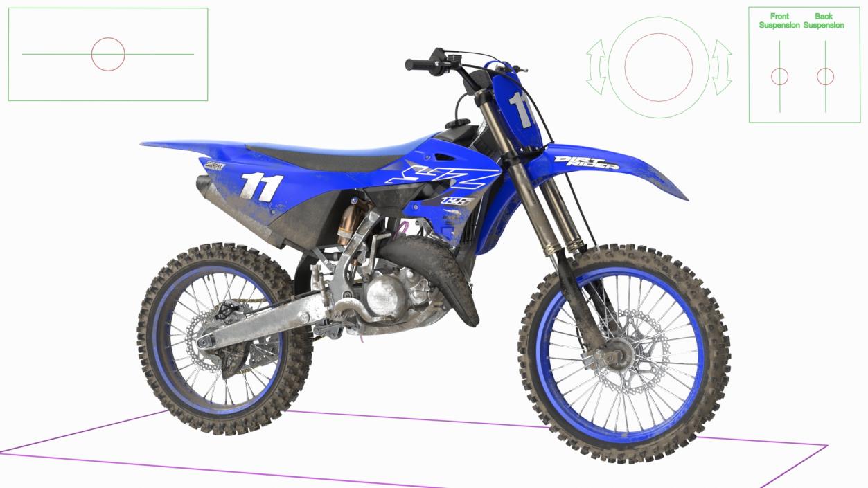 Yamaha YZ125 2022 Dirt Rigged 3D model