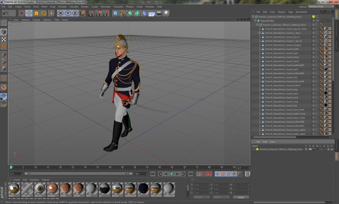 French Cuirassier Officers Walking Pose 3D model