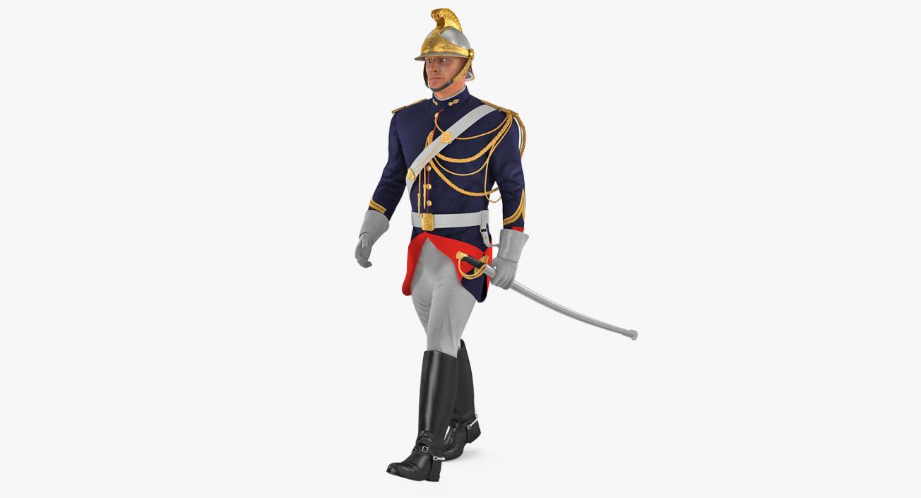 French Cuirassier Officers Walking Pose 3D model