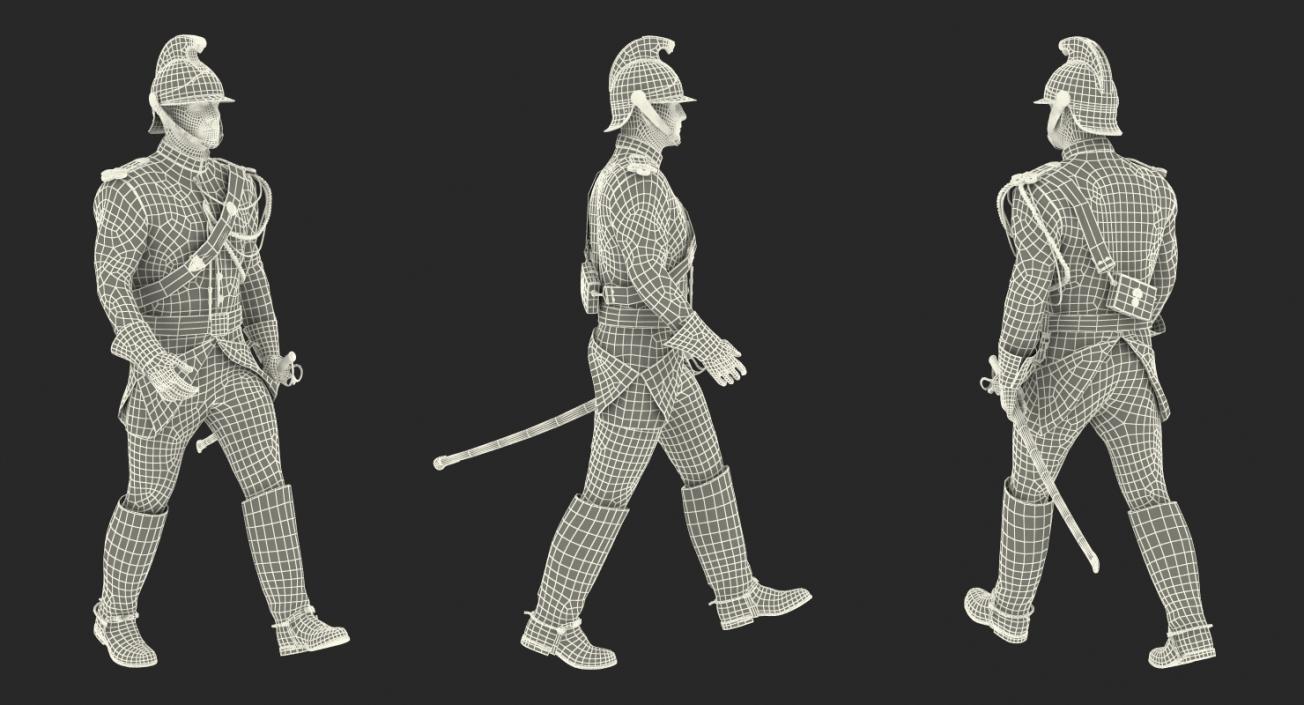 French Cuirassier Officers Walking Pose 3D model