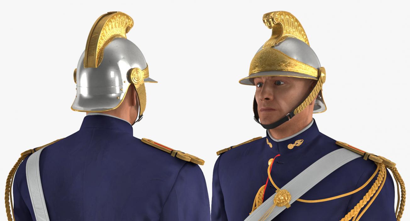 French Cuirassier Officers Walking Pose 3D model