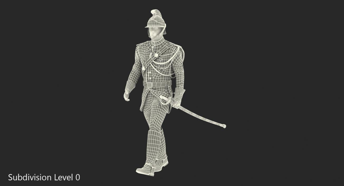 French Cuirassier Officers Walking Pose 3D model