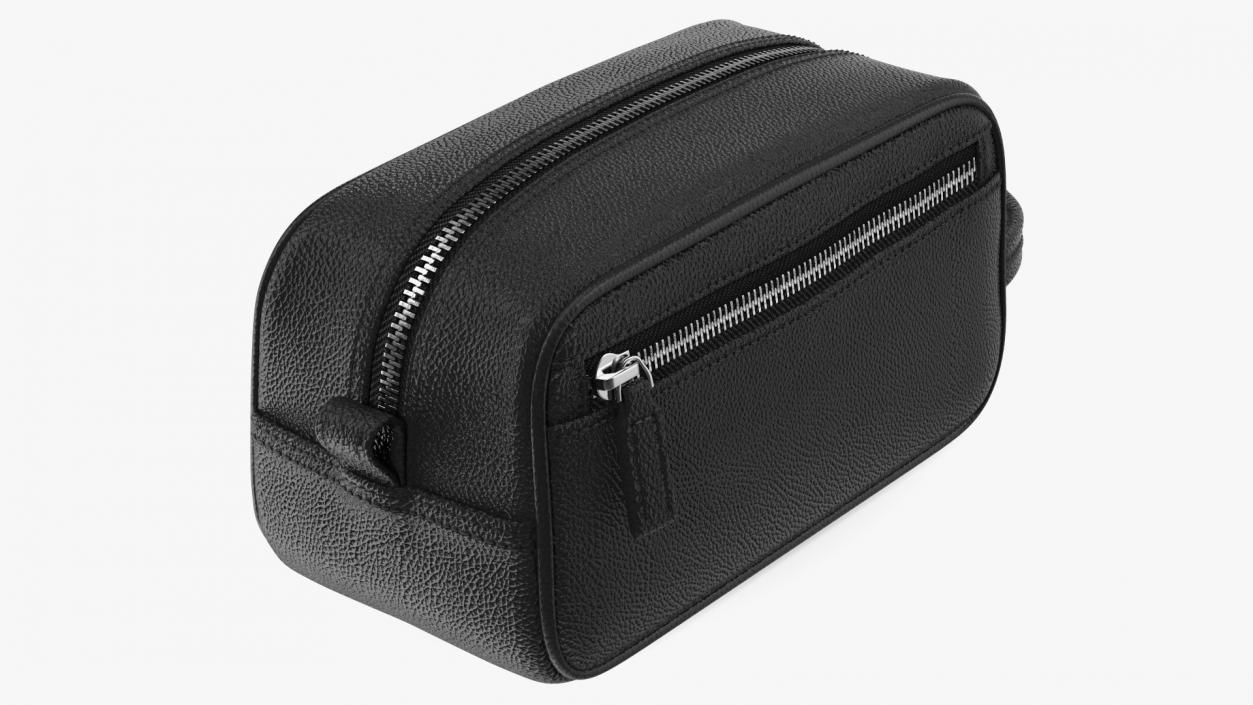 3D Closed Leather Cosmetic Bag Black model