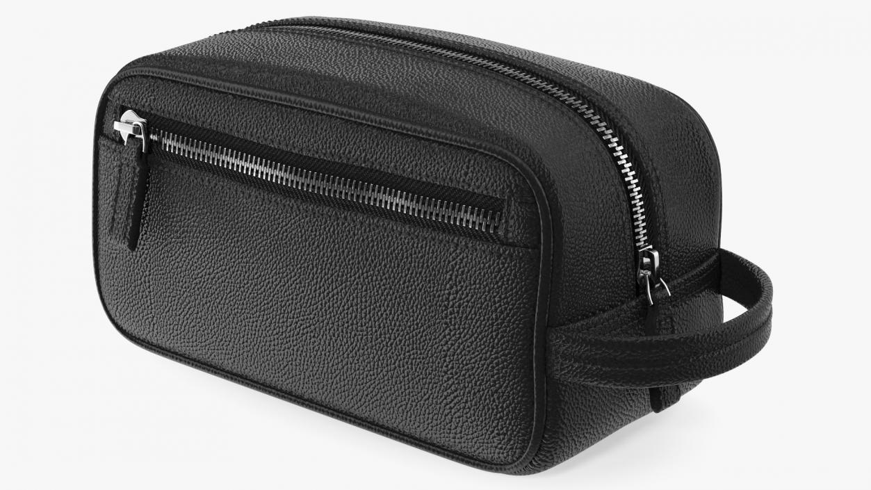 3D Closed Leather Cosmetic Bag Black model