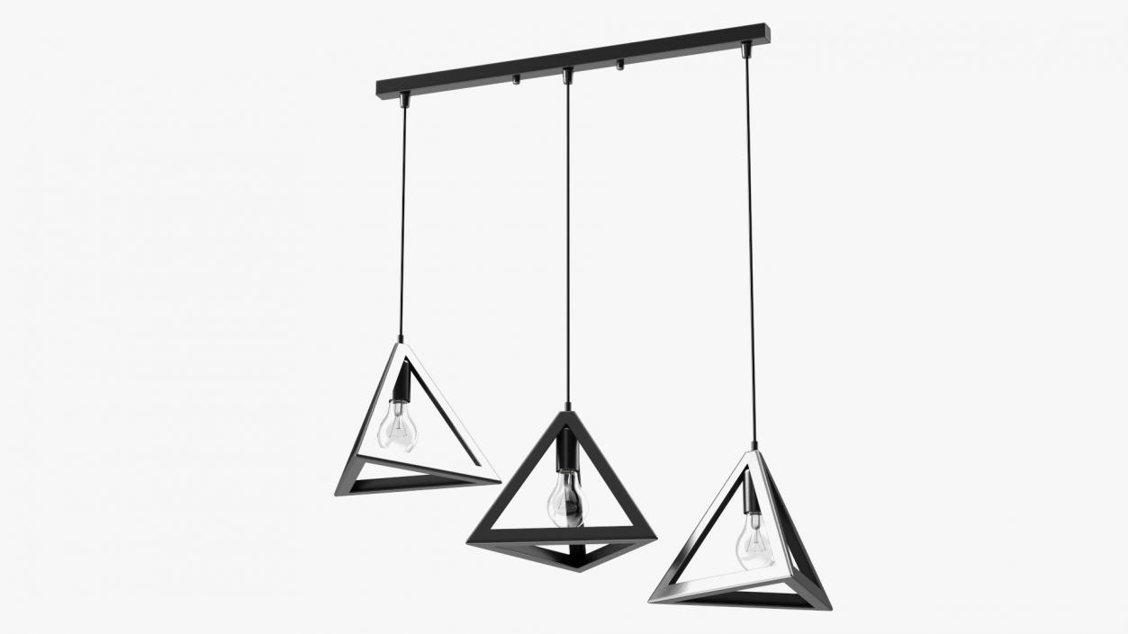 Pendant Lights Pack of Three Black 3D model