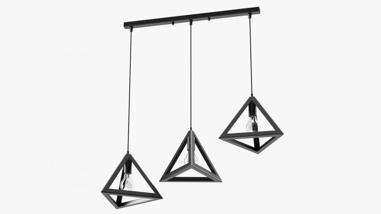 Pendant Lights Pack of Three Black 3D model