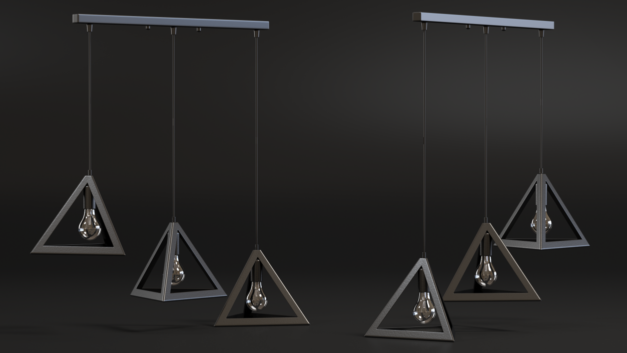 Pendant Lights Pack of Three Black 3D model