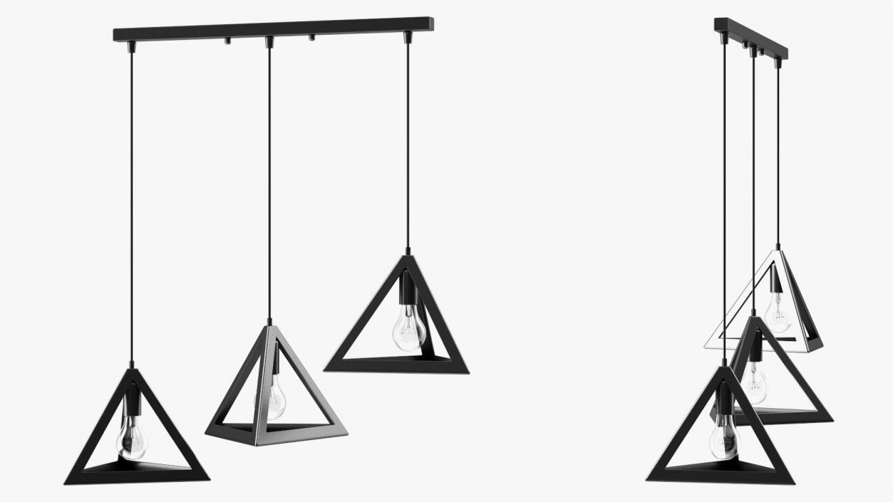 Pendant Lights Pack of Three Black 3D model