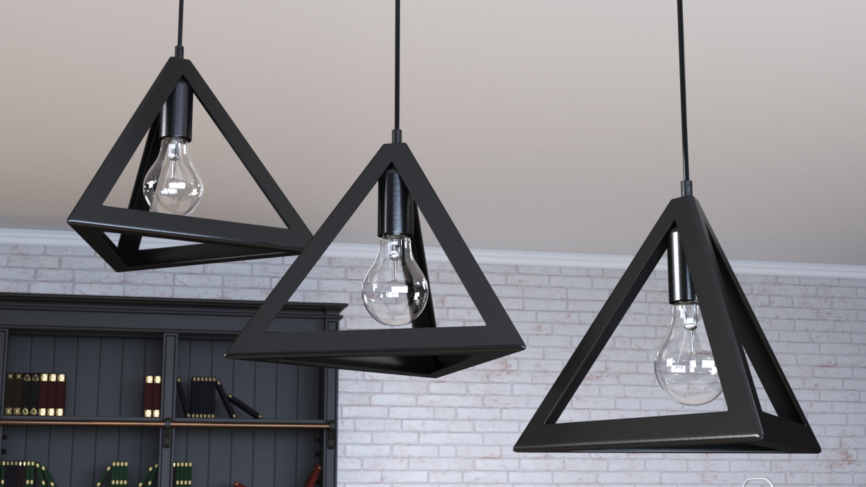 Pendant Lights Pack of Three Black 3D model