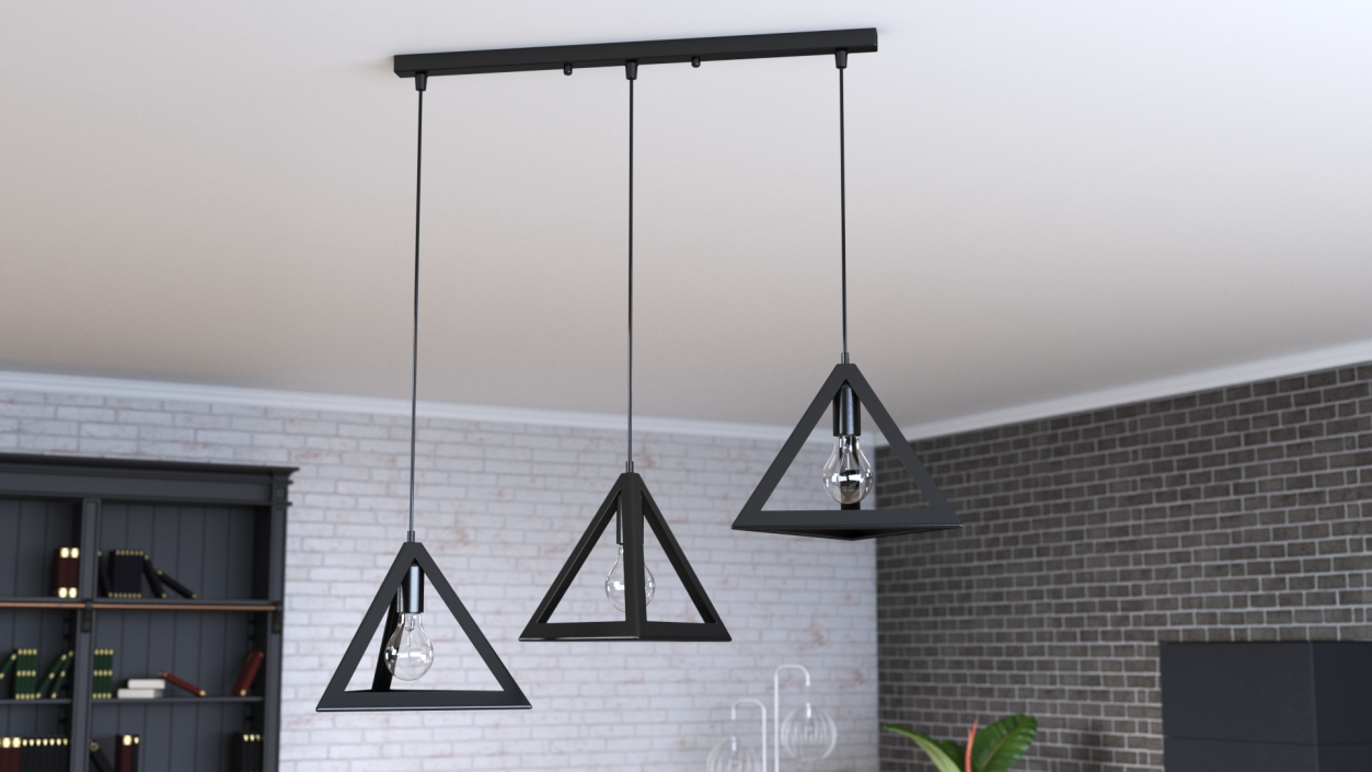 Pendant Lights Pack of Three Black 3D model