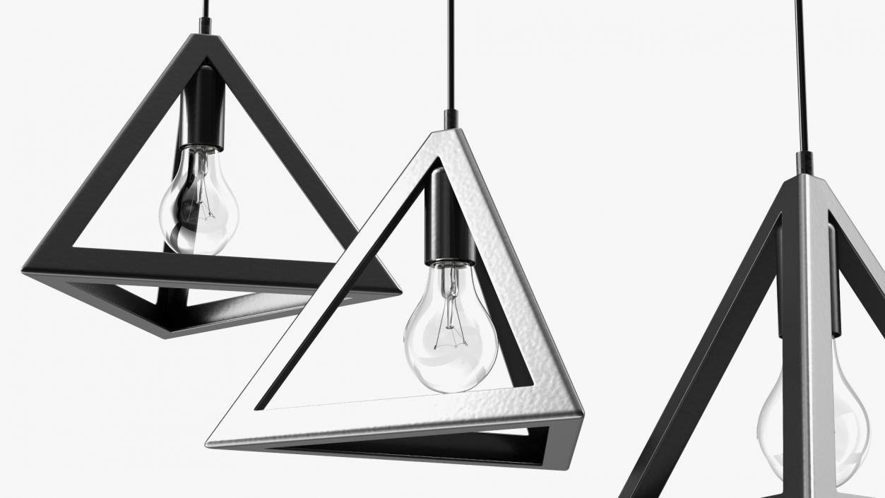 Pendant Lights Pack of Three Black 3D model