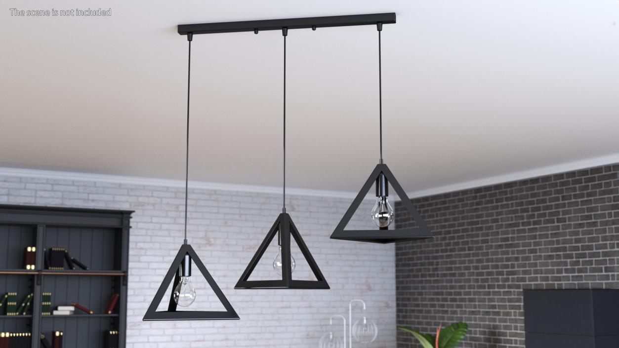 Pendant Lights Pack of Three Black 3D model