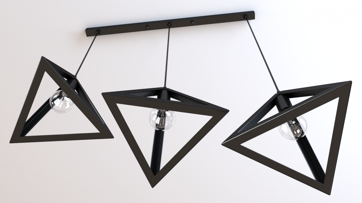 Pendant Lights Pack of Three Black 3D model