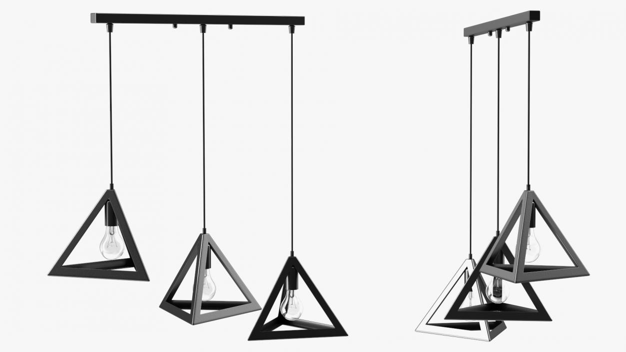 Pendant Lights Pack of Three Black 3D model