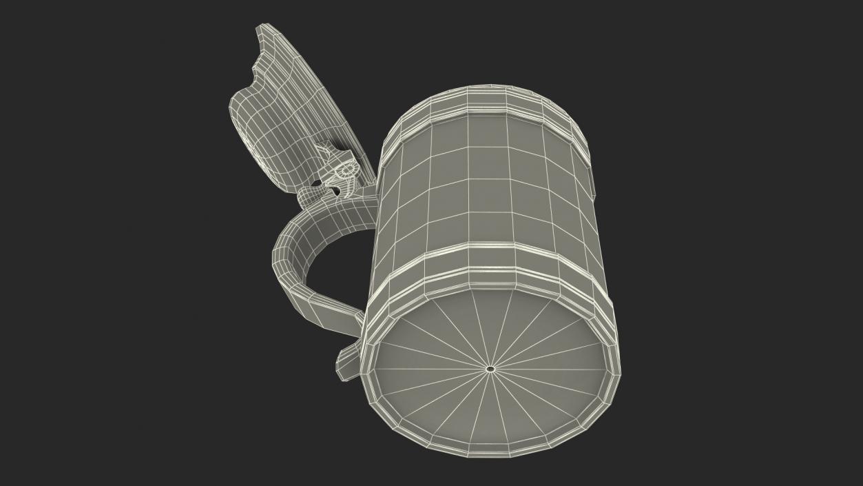 Old Wooden Beer Mug with Beer Foam 3D model