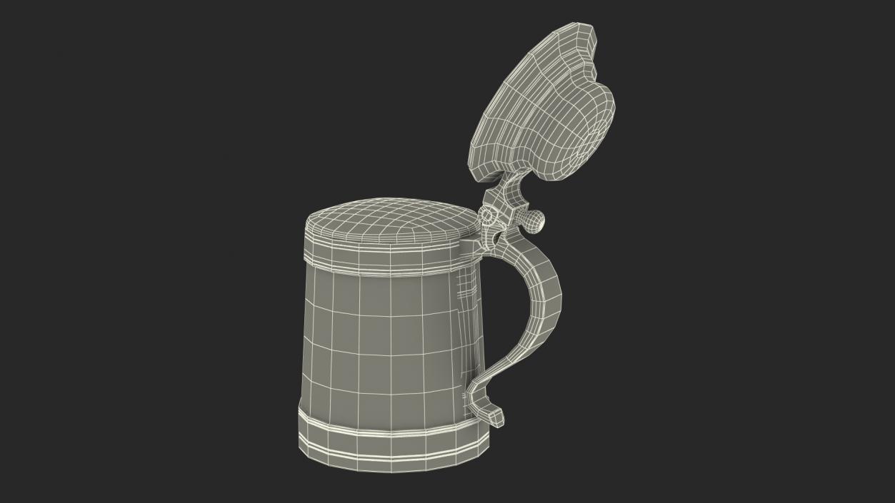 Old Wooden Beer Mug with Beer Foam 3D model