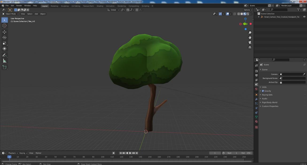 Small Cartoon Tree Crooked Handpaint Texture 3D model