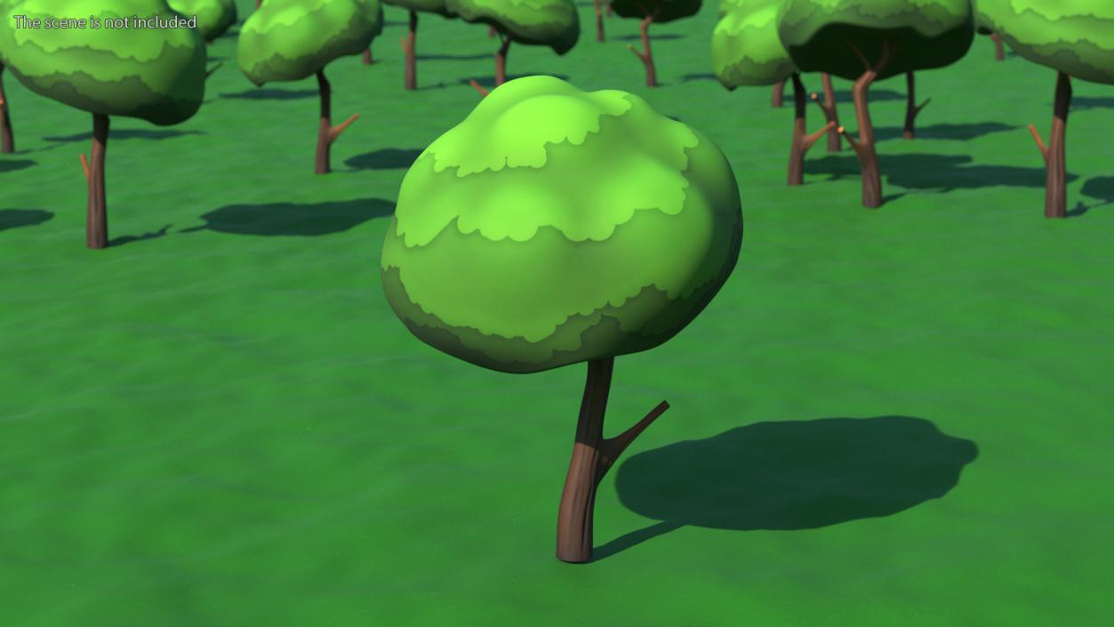 Small Cartoon Tree Crooked Handpaint Texture 3D model